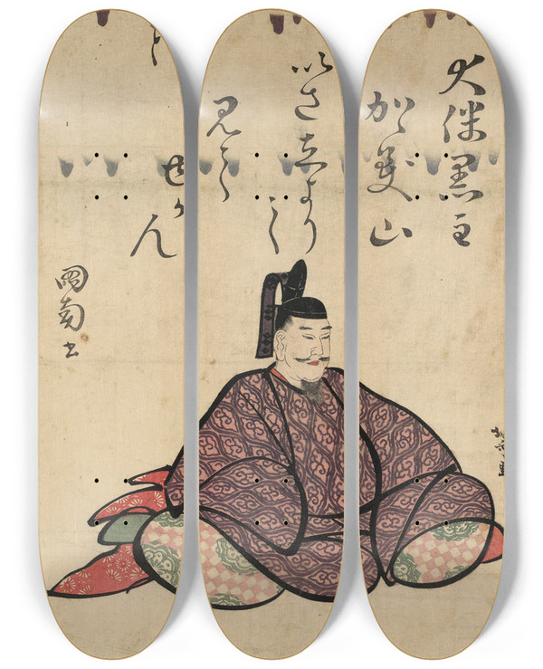 Triptych art skateboard deck of Katsushika Hokusai Tomo No Kuronushi by Katsushika Hokusai (1760-1849)
