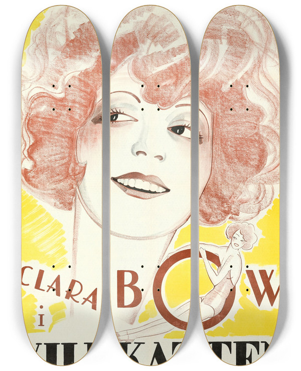 Triptych art skateboard deck of Eric Rohman The Wild Party by Eric Rohman (1891-1949)