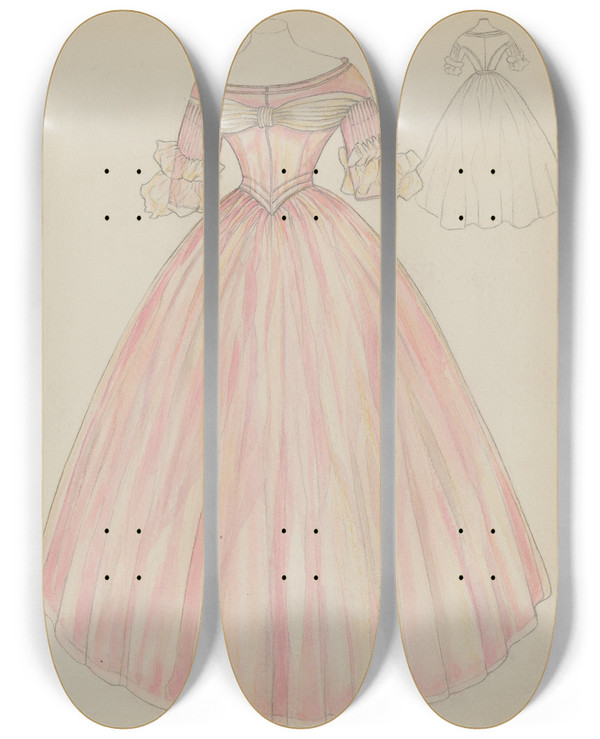 Triptych art skateboard deck of Margaret Concha Dress_2 by Margaret Concha