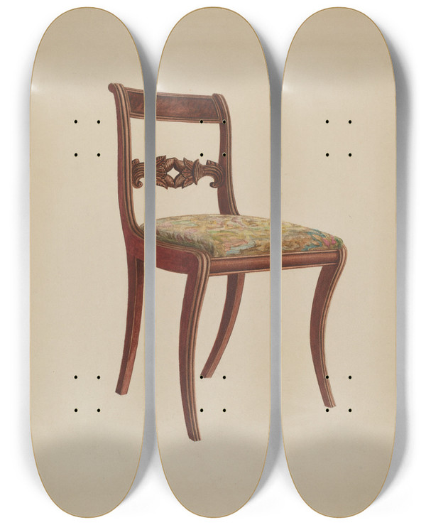 Triptych art skateboard deck of Nicholas Gorid Side Chair_4 by Nicholas Gorid (20-)