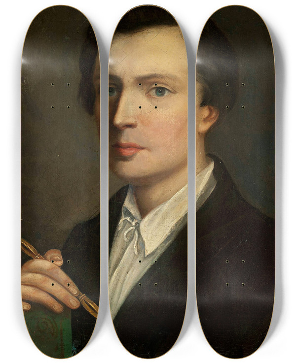 Triptych art skateboard deck of Walenty Wakowicz Portrait Of A Man by Walenty Wakowicz (1800-1842)
