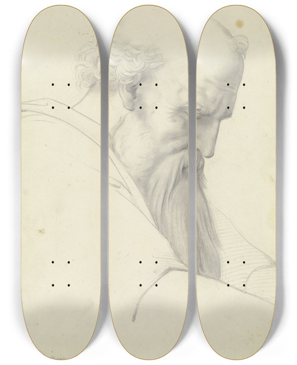 Triptych art skateboard deck of Moritz Daniel Oppenheim Der Heilige Hieronymus Aus Raffaels Disputa by Moritz Daniel Oppenheim (1800-1882)