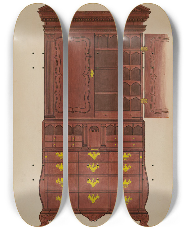 Triptych art skateboard deck of Rolland Livingstone Secretary by Rolland Livingstone