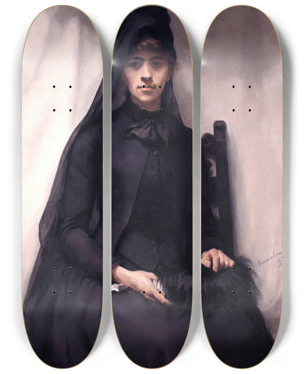 Triptych art skateboard deck of Emmeline Deane Portrait Of The Artist Anna Biliskabohdanowicz by Emmeline Deane (1858-1944)