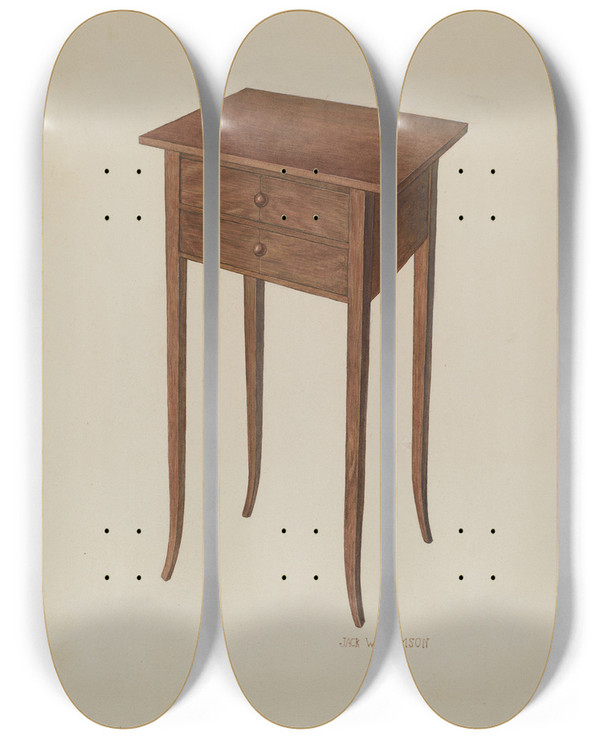 Triptych art skateboard deck of Jack Williamson Table by Jack Williamson