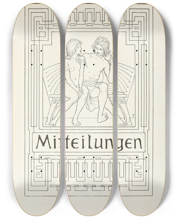 Triptych art skateboard deck of Fidus Fidusserie Zwolf Illustrationen Pl02 by Fidus (1868-1948)