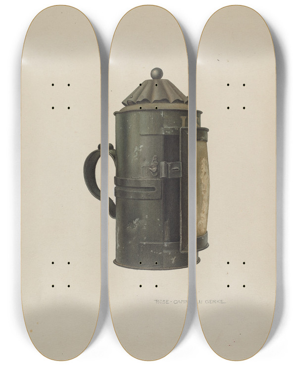 Triptych art skateboard deck of Rose Campbellgerke Lantern_2 by Rose Campbell Gerke (1882)