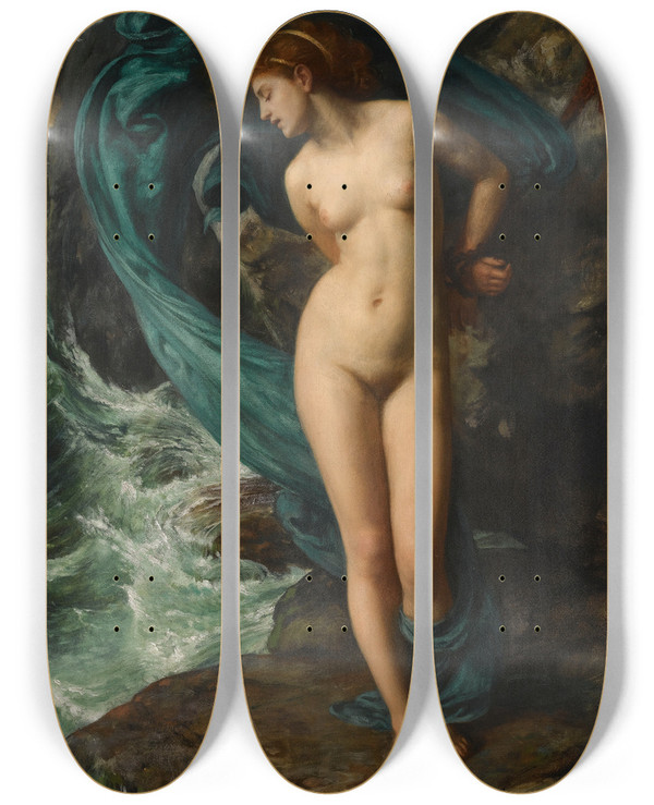 Triptych art skateboard deck of Edward John Poynter Andromeda_2 by Edward John Poynter (1836-1919)