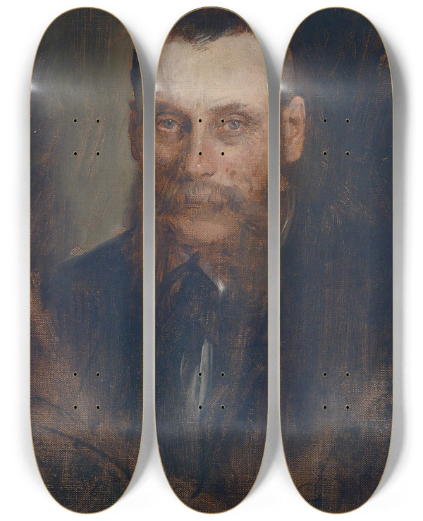 Triptych art skateboard deck of Franz Von Lenbach Portrait Georg Plach by Franz Von Lenbach (1836-1904)