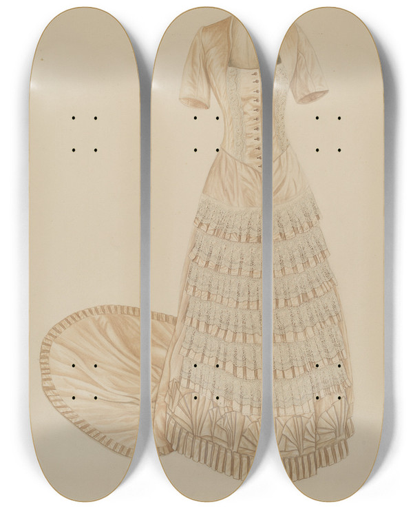 Triptych art skateboard deck of Joseph L Boyd Evening Dress_2 by Joseph L Boyd (20-)