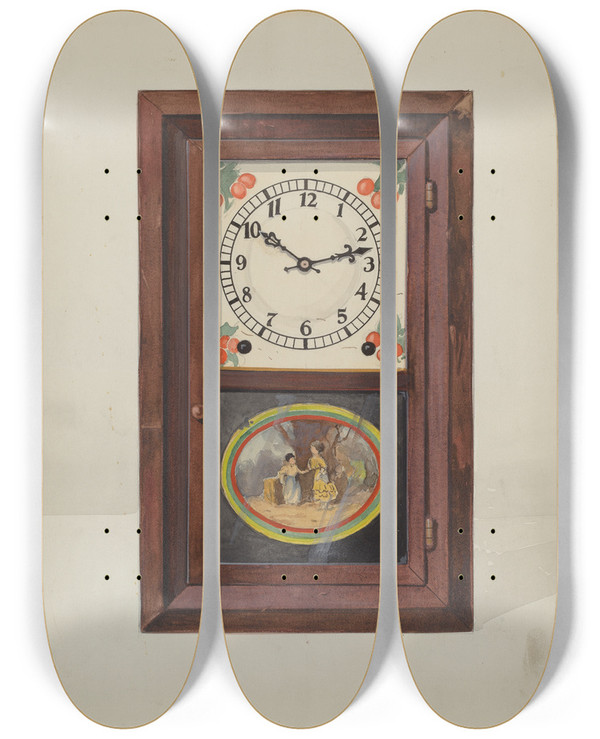 Triptych art skateboard deck of Dana Bartlett Clock Seth Thomas by Dana Bartlett