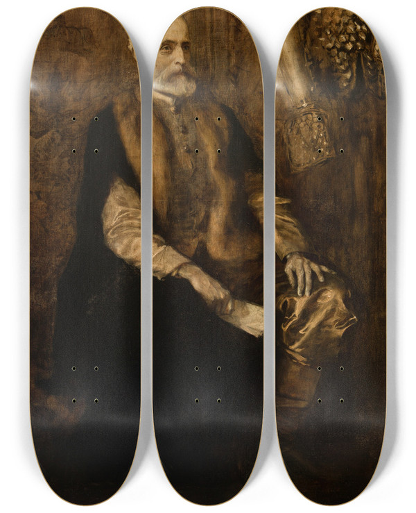 Triptych art skateboard deck of Teodor Axentowicz Portrait Of Prince Wadysaw Czartoryski 18281894 by Teodor Axentowicz (1859-1938)