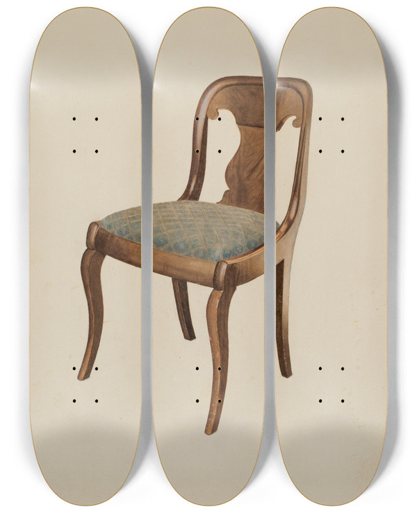 Triptych art skateboard deck of Henry Murphy Chair by Henry Murphy