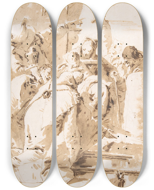 Triptych art skateboard deck of Giovanni Battista Tiepolo Adoration Of The Magi_1 by Giovanni Battista Tiepolo (1696-1770)