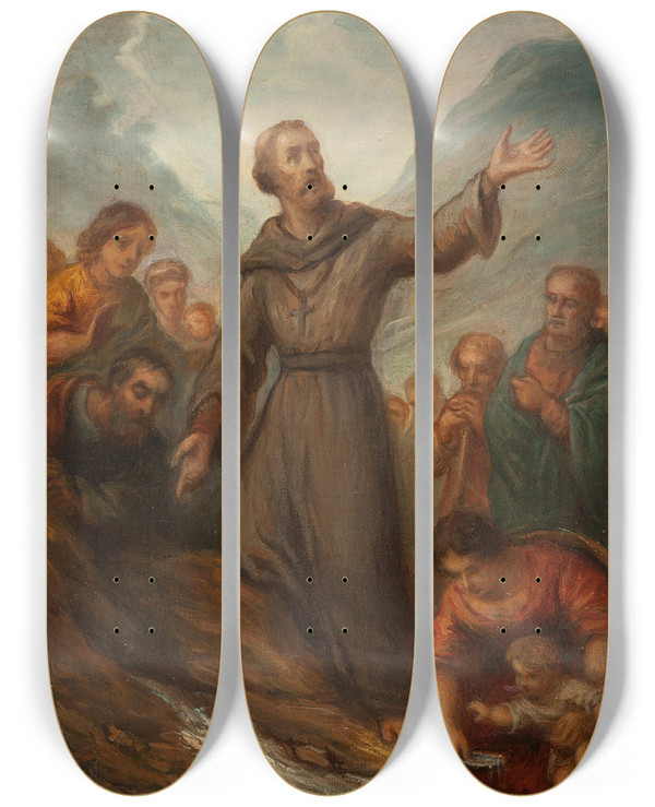Triptych art skateboard deck of Josephnicolas Jouy Saint Lonard Faisant Jaillir Une Source by Joseph-Nicolas Jouy (1809-1880)