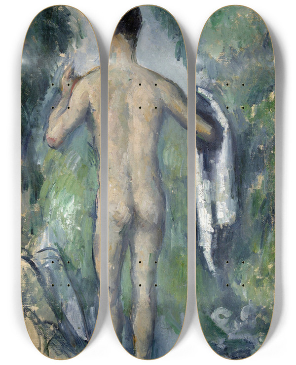 Triptych art skateboard deck of Paul Czanne Standing Bather Seen From The Back by Paul Cezanne (1839-1906)