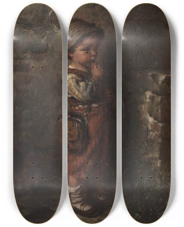 Triptych art skateboard deck of Hermann Von Kaulbach Bub by Hermann Von Kaulbach