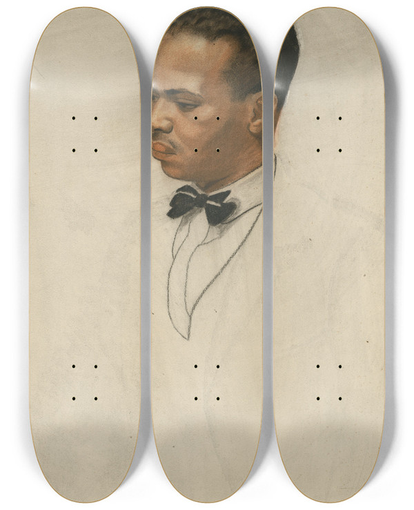 Triptych art skateboard deck of Winold Reiss Countee Cullen by Winold Reiss (1886-1953)