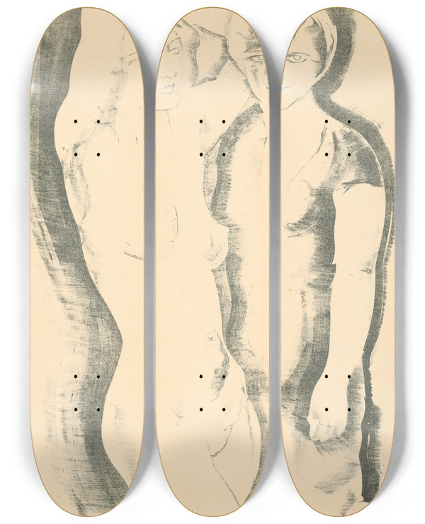 Triptych art skateboard deck of Mikul Galanda Priateky_3 by Mikulas Galanda (1895-1938)