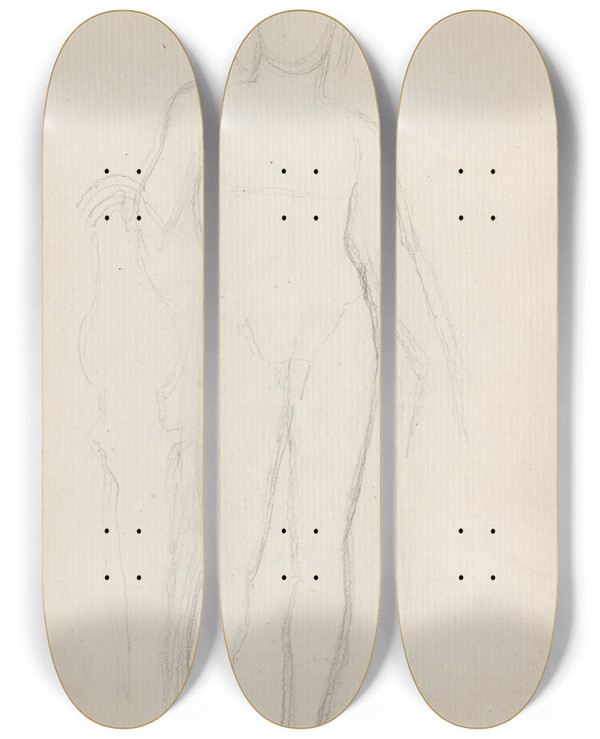 Triptych art skateboard deck of John Flaxman Apollo With The Lyre Villa Medici Rome by John Flaxman (1755-1826)