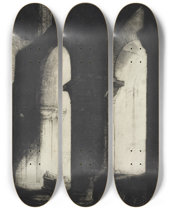Triptych art skateboard deck of David Young Cameron Winchester Cathedral by David Young Cameron (1865-1945)