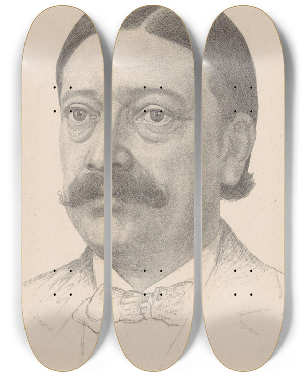Triptych art skateboard deck of Ferdinand Hart Nibbrig Portret Van Pieter Klazes Pel by Ferdinand Hart Nibbrig (1866-1915)