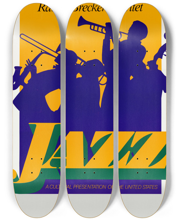 Triptych art skateboard deck of Us Information Agency Jazz Randy Brecker Quintet by U S Information Agency (1953-1999)