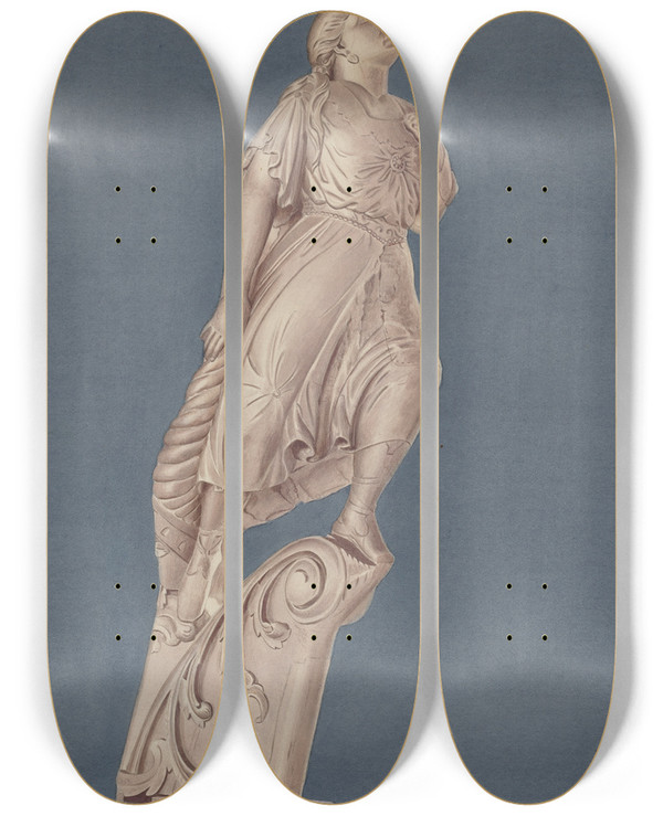 Triptych art skateboard deck of Lucille Chabot Figurehead From Empress by Lucille Chabot