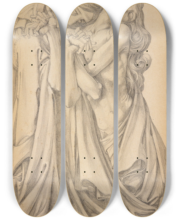 Triptych art skateboard deck of George Minne The Outcasts by George Minne (1866-1941)