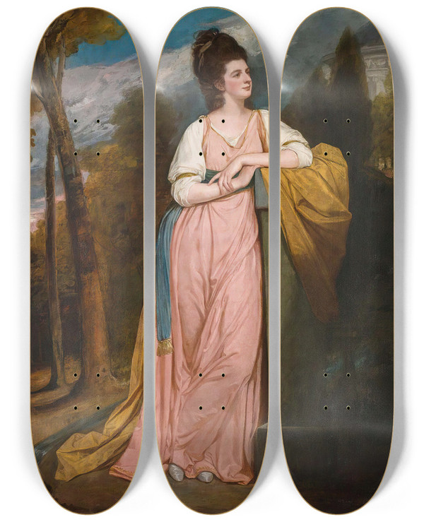 Triptych art skateboard deck of George Romney Portrait Of Lady Elizabeth Capell Lady Monson by George Romney (1734-1802)