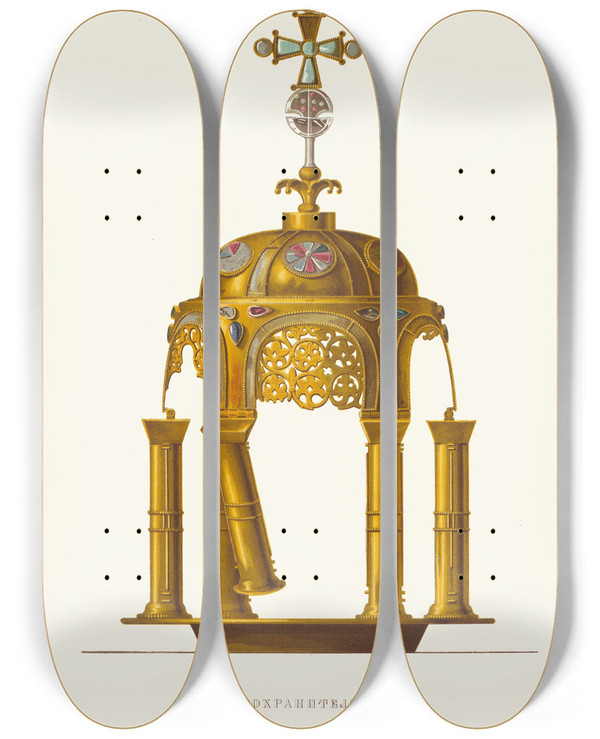 Triptych art skateboard deck of Fedor Grigoryevich Solntsev Darokhranitelnitsa V 12 Um Izobrazhenie 1 by Fedor Grigoryevich Solntsev (1801-1892)