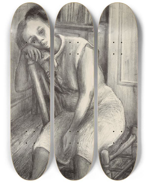 Triptych art skateboard deck of Will Barnet Gladys by Will Barnet (1911-2012)