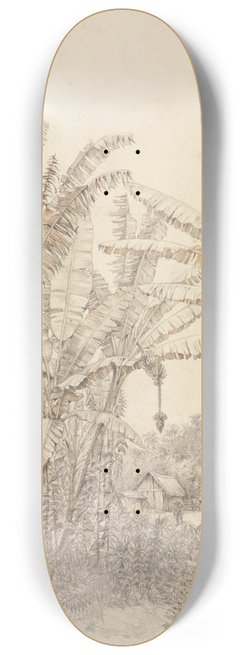 Ferdinand Keller - Blick auf einige Huser im Urwald beim Parahyba 8.25 inch art skate deck