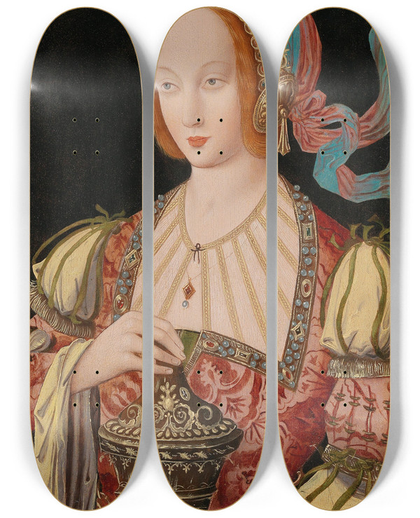 Triptych art skateboard deck of School Of Antwerp Mary Magdalene by Antwerp School