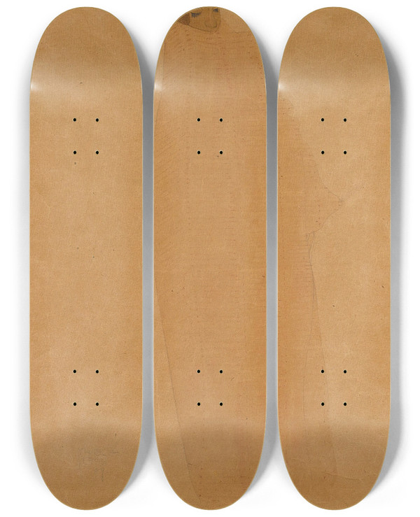 Triptych art skateboard deck of Egon Schiele Verschleiertes Jahr Veiled Year by Egon Schiele (1890-1918)