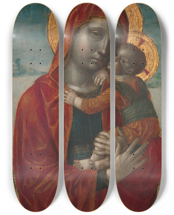 Triptych art skateboard deck of Vincenzo Foppa Madonna And Child by Vincenzo Foppa (1430-1515)