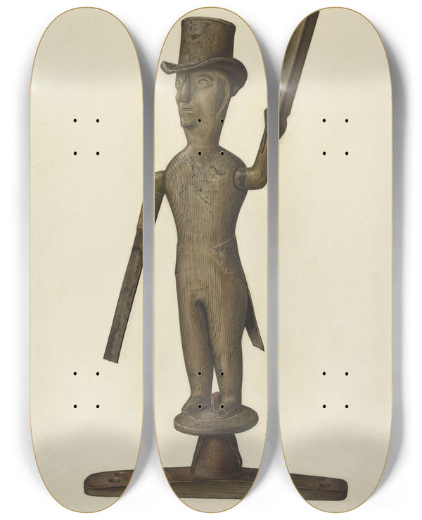 Triptych art skateboard deck of Selma Sandler Whirligig by Selma Sandler