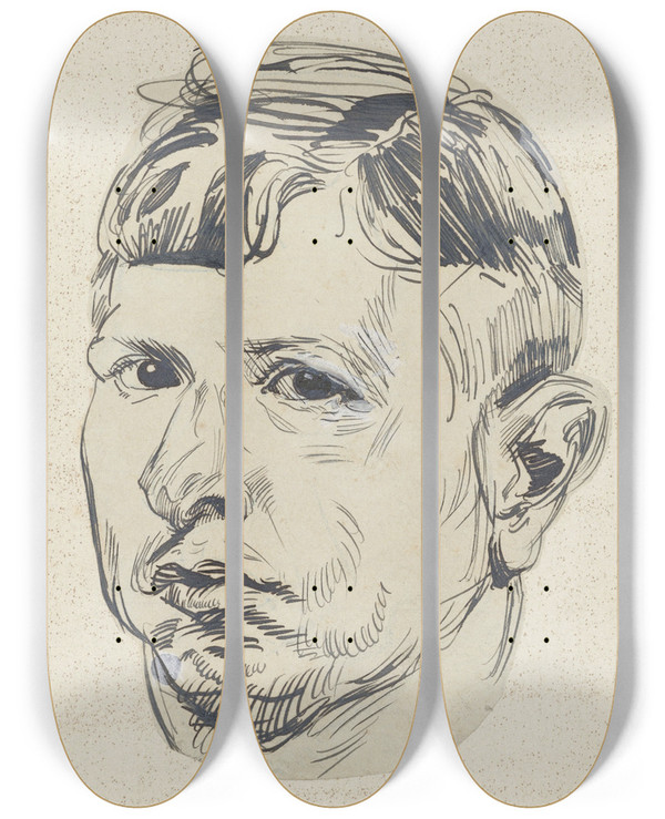 Triptych art skateboard deck of Martin Monnickendam Zelfportret Van Martin Monnickendam by Martin Monnickendam (1874-1943)