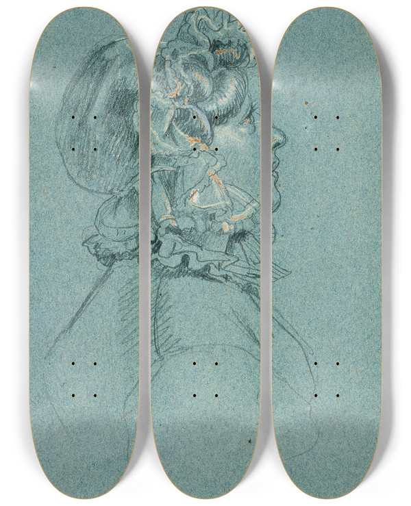 Triptych art skateboard deck of Johann Peter Krafft Studie Zur Rckkehr Des Kaisers Franz Aus Pressburg_2 by Johann Peter Krafft (1780-1856)