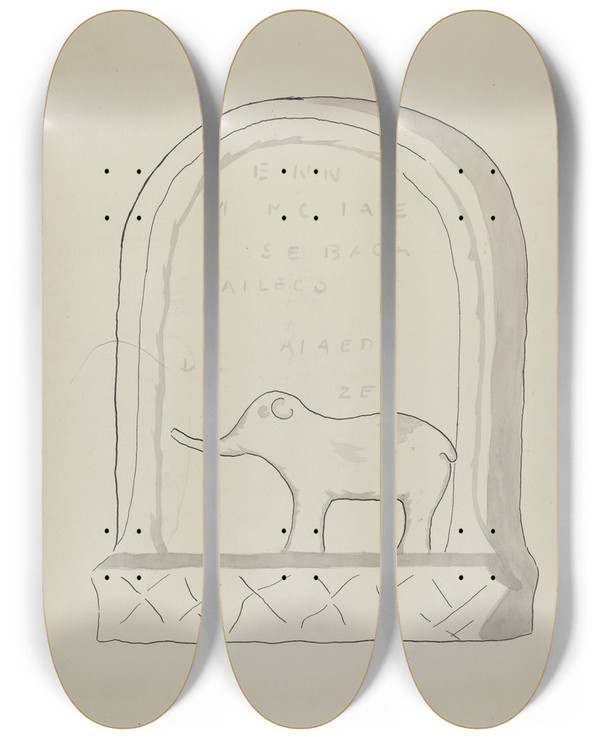 Triptych art skateboard deck of J Henry Marley Tombstone by J Henry Marley