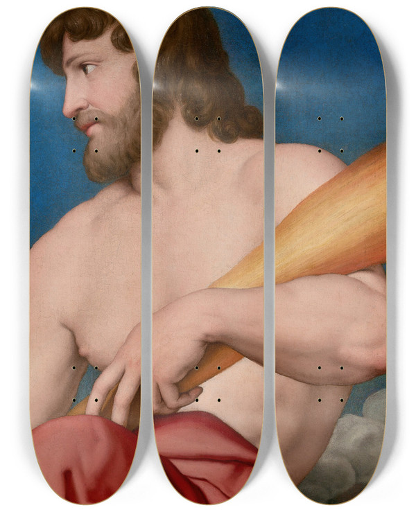 Triptych art skateboard deck of Giovanni Battista Salvi Da Sassoferrato Hercules by Giovanni Battista Salvi Da Sassoferrato (1609-1685)