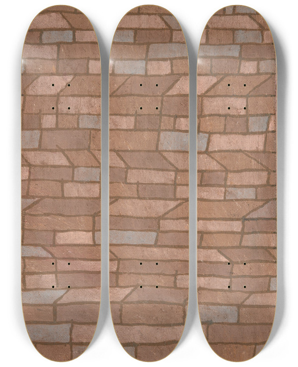 Triptych art skateboard deck of Paul Klee Hutment by Paul Klee (1879-1940)