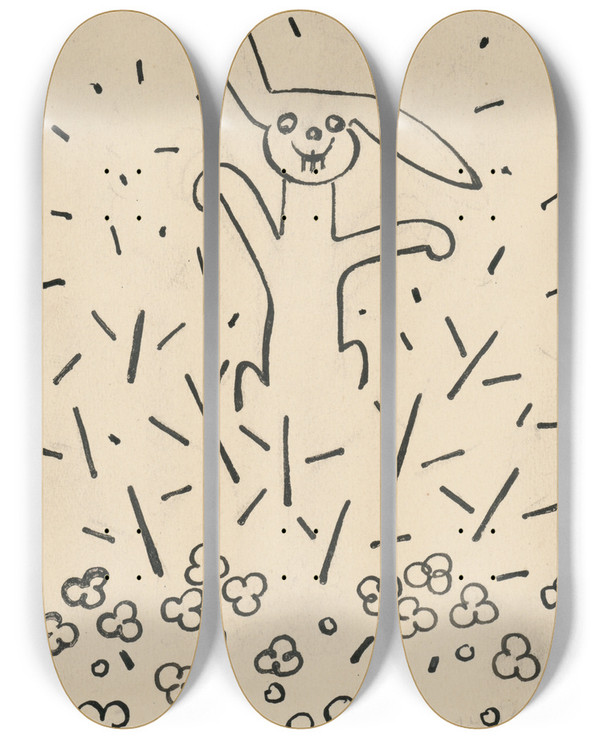 Triptych art skateboard deck of Josef Apek I Had A Dog And A Cat Pl 28 by Josef apek (1887-1945)