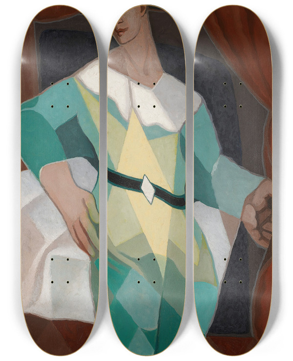 Triptych art skateboard deck of Juan Gris Arlequin by Juan Gris (1887-1927)