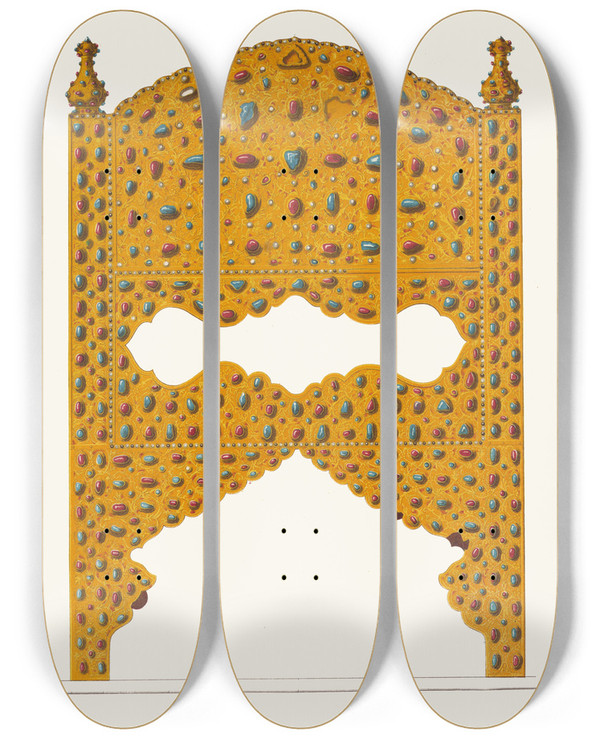 Triptych art skateboard deck of Fedor Grigoryevich Solntsev Mesto Tsarskoe Zolotoe Izobrazhenie 3 by Fedor Grigoryevich Solntsev (1801-1892)