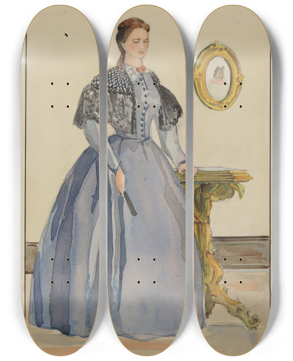 Triptych art skateboard deck of Arelia Arbo Dress_1 by Arelia Arbo