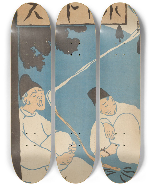 Triptych art skateboard deck of Hashiguchi Goy December 1909 by Hashiguchi Goyo (1881-1921)