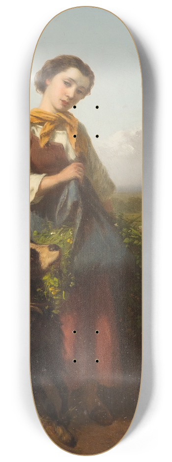 Ferdinand Marhn - Young female shepherd with child 8.25 inch art skate deck