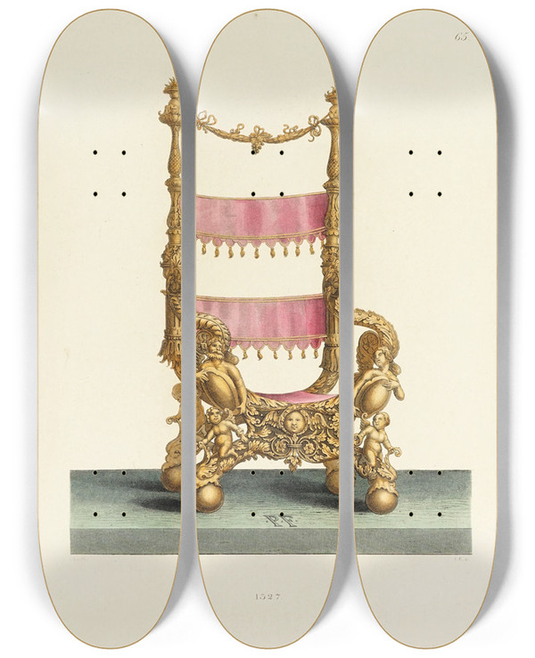 Triptych art skateboard deck of Carl Becker Kunstwerke Und Gerathschaften Des Mittelalters Und Der Renaissance Pl65 by Carl Becker (19-)