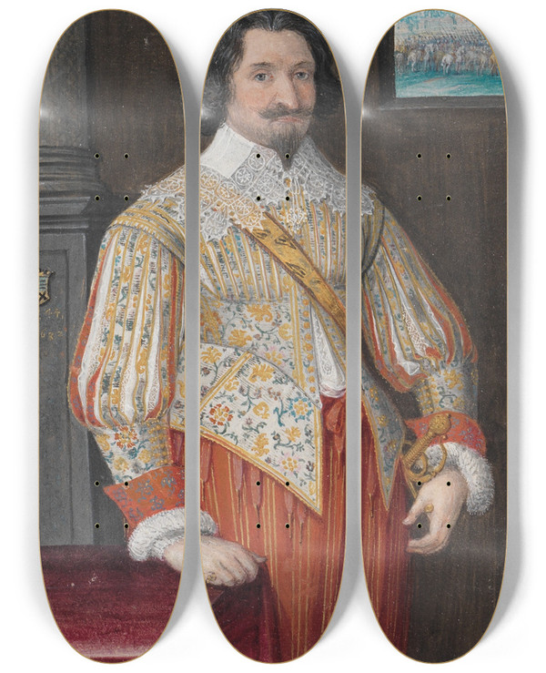 Triptych art skateboard deck of Friedrich Brentel Bildnis Georg Ii Herr Von Fleckenstein Kniestck by Friedrich Brentel (1580-1651)